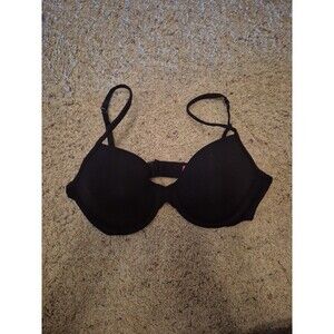 Victoria's Secret Pink 36D T-Shirt Demi Bra Solid Black Underwire Smoothing EUC